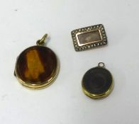 A antique mourning hair set, locket, pendant and brooch.