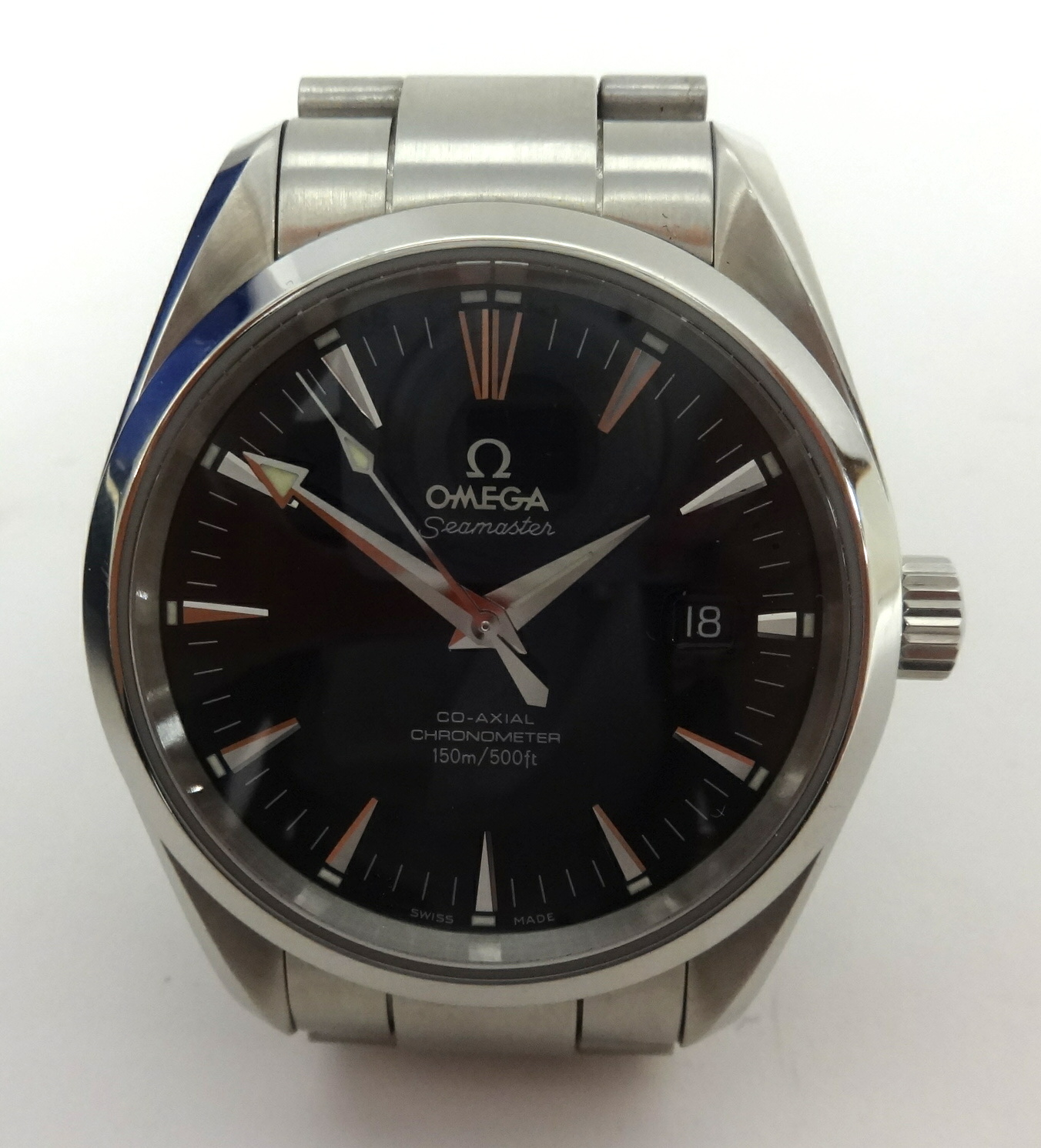 Omega, Co Axial, Seamaster, a gents stainless steel wristwatch, with window on the back plate to