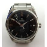 Omega, Co Axial, Seamaster, a gents stainless steel wristwatch, with window on the back plate to