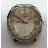 Longines, gents stainless steel wristwatch with date window.