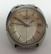 Longines, gents stainless steel wristwatch with date window.