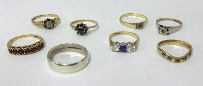 Eight 9ct gold dress rings, approx 18.30gms.