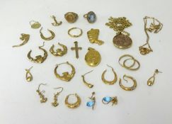 Assortment of jewellery, including 9ct aqua marine ring, total weight approx 42gms.