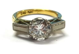 An 18ct diamond solitaire ring 1.38ct, finger size L, Clarity VS1/VS2, Colour H/I,