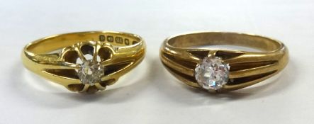 An 18ct old cut diamond ring, also a 9ct paste ring
