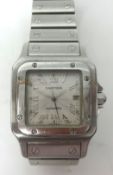 Cartier, a gents stainless steel tank Francaise wristwatch, boxed.
