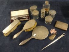 Various silver to include a silver dressing table set including cigarette case and a boxed set of