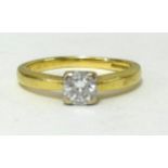 A 18ct gold diamond set solitaire ring, approx 0.41cts, with IGI certificate, finger size L.