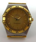 Omega, a ladies Constellation stainless steel and yellow gold wristwatch.