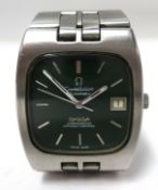 Omega, 1970's gents constellation automatic chronometer wristwatch with green dial and date window