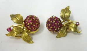 RHB, a pair 18ct yellow gold earrings, of strawberry design, approx 11.80gms.
