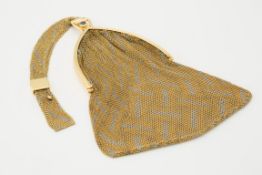 An early 20th century two colour gold mesh evening bag, the bag composed of finely woven mesh in