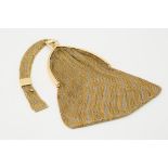 An early 20th century two colour gold mesh evening bag, the bag composed of finely woven mesh in