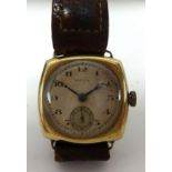 Rolex, an early Gents gold cased wristwatch, circa 1930's, with leather strap.