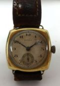 Rolex, an early Gents gold cased wristwatch, circa 1930's, with leather strap.