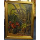Jan Kruijsen (1874-1938) signed oil on canvas 'Plants', 73cm x 52cm.