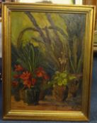 Jan Kruijsen (1874-1938) signed oil on canvas 'Plants', 73cm x 52cm.