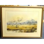 20th century signed watercolour, Leighton? 'Abandoned Orchard', 35cm x 50cm.