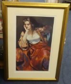 Robert Lenkiewicz (1941-2002) 'Esther Silver Locket' print 286/500 emboss signature, framed and