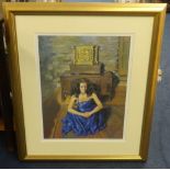 Robert Lenkiewicz (1941-2002) signed print 114/475, 'Anna Seated' framed and mounted, 52cm x 39cm.