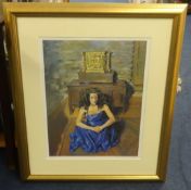 Robert Lenkiewicz (1941-2002) signed print 114/475, 'Anna Seated' framed and mounted, 52cm x 39cm.