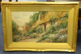 Leyton Forbes (early 20th century) signed water colour 'Devon Cottage and Garden' details to