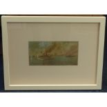 A early 20th century oil on paper marine scene signed and titled, 11cm x 22.5cm.