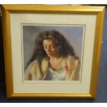 Robert Lenkiewicz (1941-2002) signed print 314/750, 'Study of Anna' framed and mounted, 36cm x