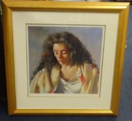 Robert Lenkiewicz (1941-2002) signed print 314/750, 'Study of Anna' framed and mounted, 36cm x
