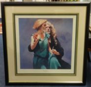 Robert Lenkiewicz (1941-2002) signed print 72/550 'Bella with the Painter' framed and mounted,