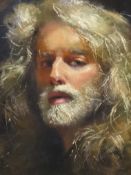 Robert Lenkiewicz (1941-2002) a fine original Self Portrait painting, titled verso 'Self Portrait-