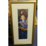 Robert Lenkiewicz (1941-2002) signed print 468/475, 'Karen in Blue' framed and mounted, 71cm x
