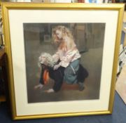 Robert Lenkiewicz (1941-2002) signed print 158/395, 'The Painter with Lisa' framed and mounted, 80cm