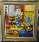 Peter Graham ROI (Scottish b 1959) 'The Matisse Table' oil on canvas, signed, 37cm x 32cM, Born in