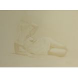 John Silver, signed wash watercolour, 2002, 'Reclining lady', 32cm x 42cm, unframed.