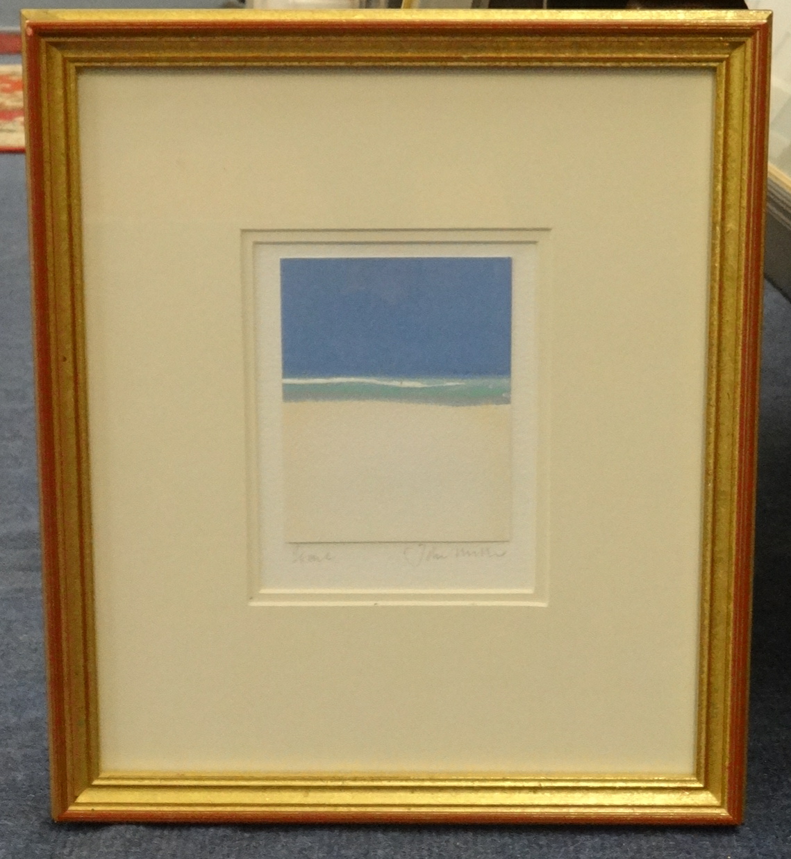 John Miller (1931-2002), signed watercolour beach scene 11cm x 8.5cm, (gifted by the Artist to the