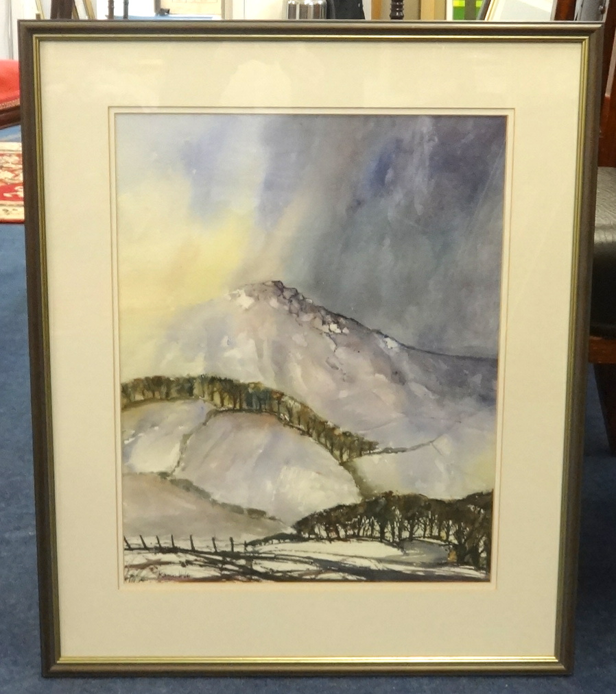 Two Devon watercolours Okehampton and Dartmoor 52cm x 34cm. - Image 2 of 2