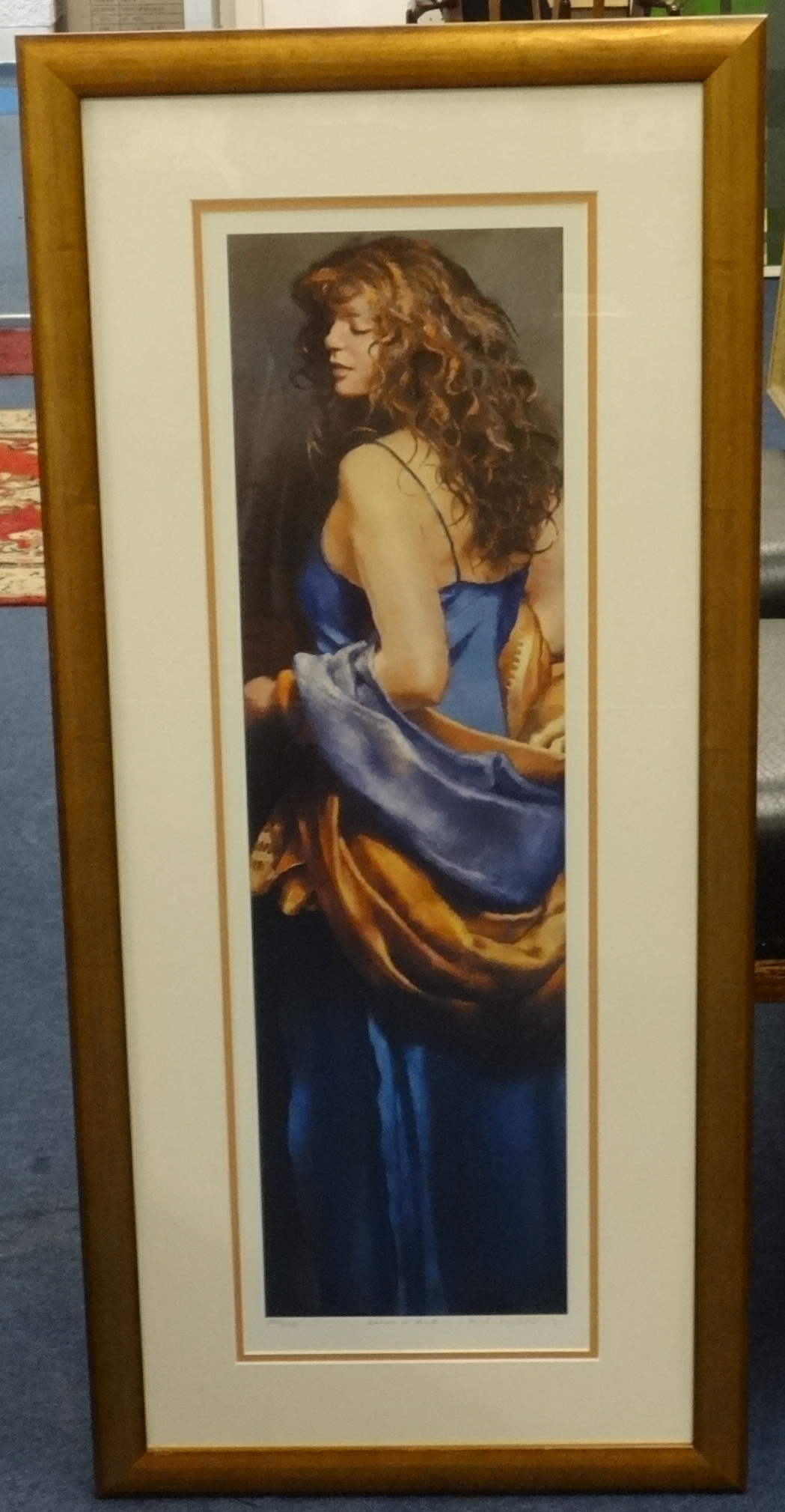 Robert Lenkiewicz (1941-2002) signed print 292/475, 'Karen in Blue' framed and mounted, 72cm x