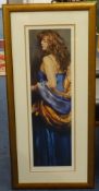 Robert Lenkiewicz (1941-2002) signed print 292/475, 'Karen in Blue' framed and mounted, 72cm x