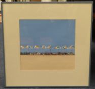 John Miller (1931-2002), signed watercolour 'Beach Umbrella', 24.5cm x 26cm, (gifted by the Artist