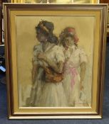 Theodorus Van Oorschot (Dutch 1910-1989) signed oil on canvas, 'Study Two Ladies', 52cm x 40cm.