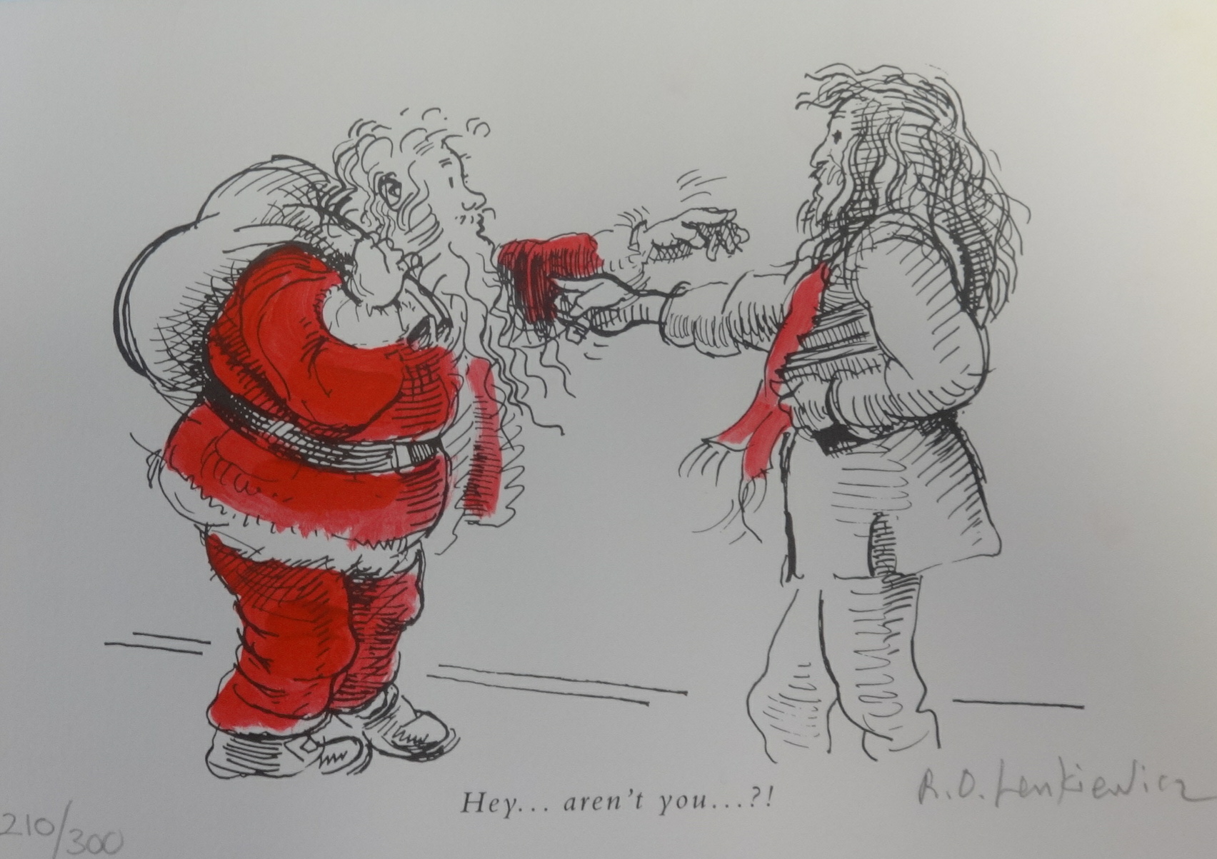 Robert Lenkiewicz (1941-2002) A Christmas Card, 'Hey Aren't you ?, limited edition No 210/300