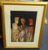 Robert Lenkiewicz (1941-2002) signed print 184/500, 'Anna with Paper Lanterns' framed and mounted,