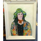 Joan Gillchrest (1918-2008), signed oil, 'Self Portrait' 71cm x 52cm, this painting is illustrated