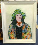 Joan Gillchrest (1918-2008), signed oil, 'Self Portrait' 71cm x 52cm, this painting is illustrated