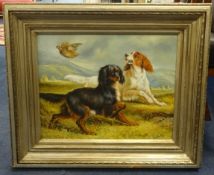 A. Bratton signed oil on canvas, 'Springer Spaniels' 39cm x 26cm.