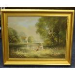 Ted Dyer, a pair of signed oil on canvas, rural scenes, 29cm x 39cm.