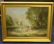Ted Dyer, a pair of signed oil on canvas, rural scenes, 29cm x 39cm.