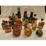 Eighteen small and miniature bottles including Babycham, Dimple Scotch whisky, Drambuie, etc (all