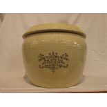 A large Doulton and Co Lambeth stoneware pot 'IMPROVED BREAD PAN', height 30cm, diameter 30cm